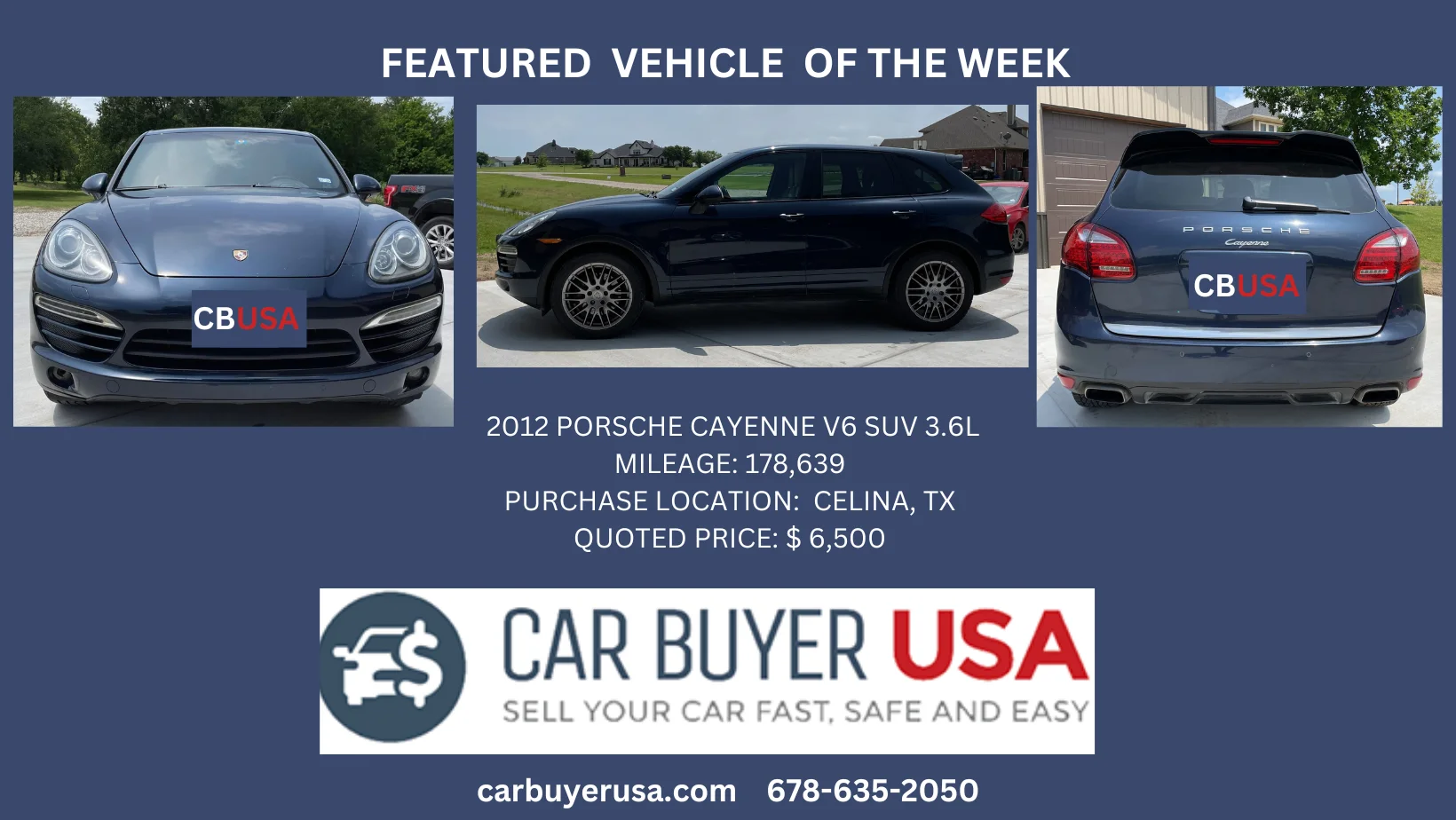 Car Buyer USA - 2012 Porsche Cayenne V6 4dr SUV 3.6L - $6,500