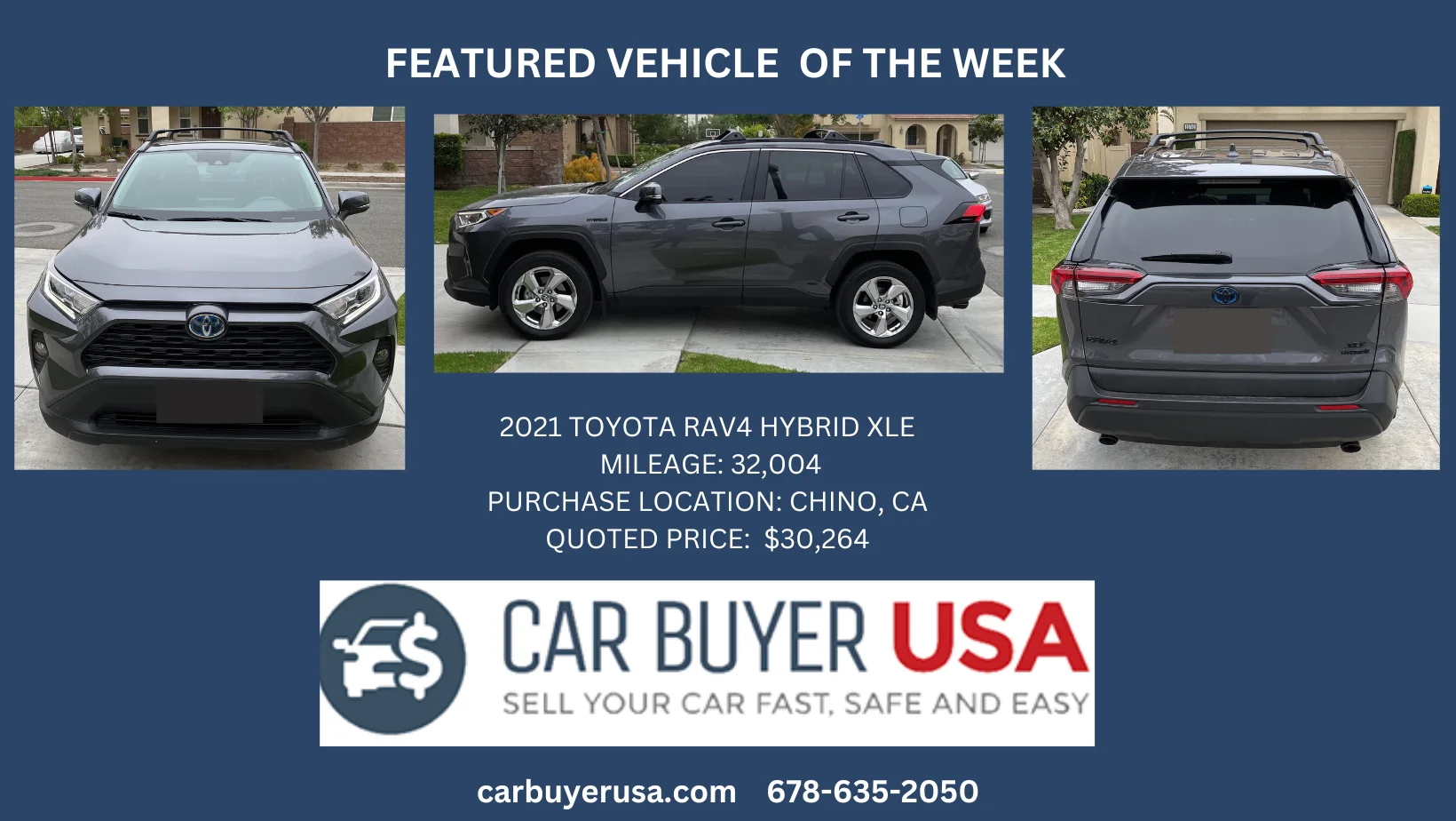 Car Buye USA - 2021 Toyota RAV4 Hybrid XLE Premium AWD 4-cylinder - $30,264